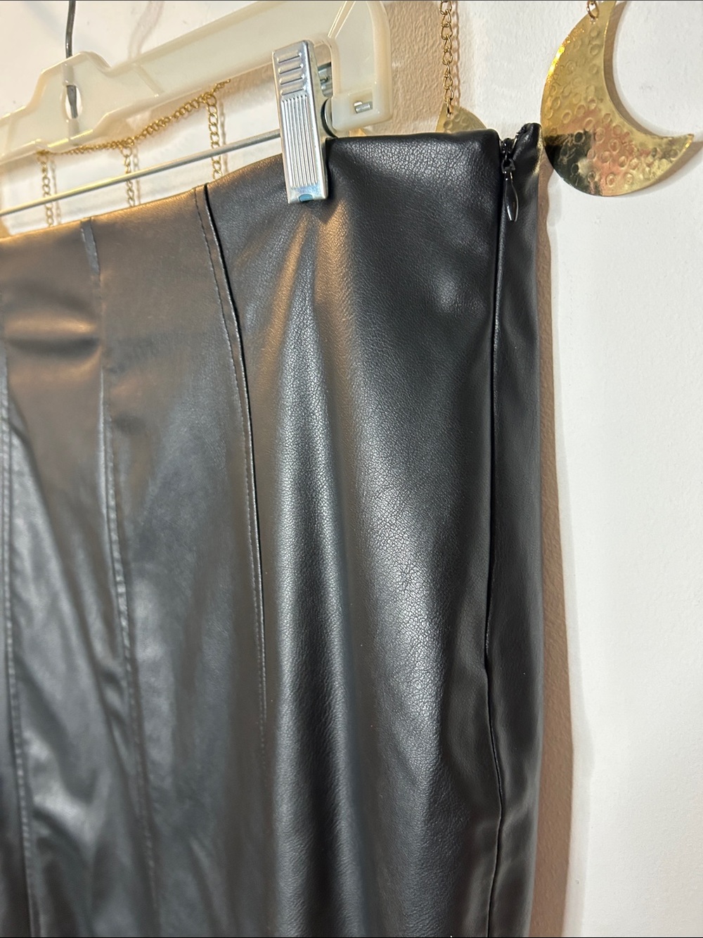 Zara Black Faux Leather Midi Skirt - Picture 3 of 6